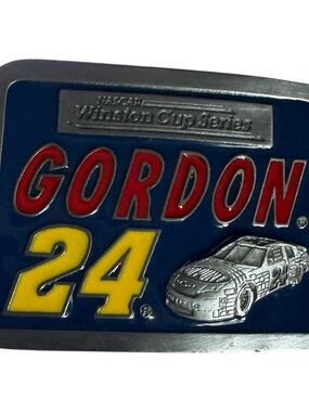 Avon GORDON 24 Enamel Belt Buckle - Blue Red Yellow